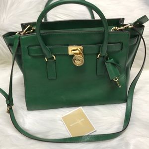 Michael Kors Kelly Green Hamilton Traveler Satchel